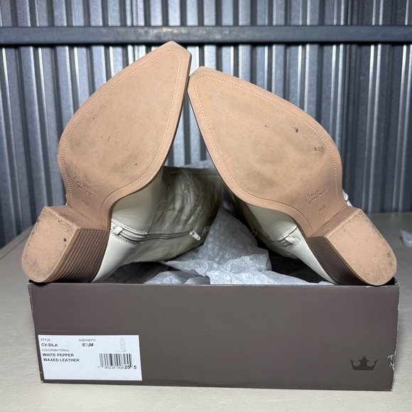 Crown Vintage Women's 8.5 White Leather Western Embroidered Cowboy Boots in Box - Picture 9 of 12